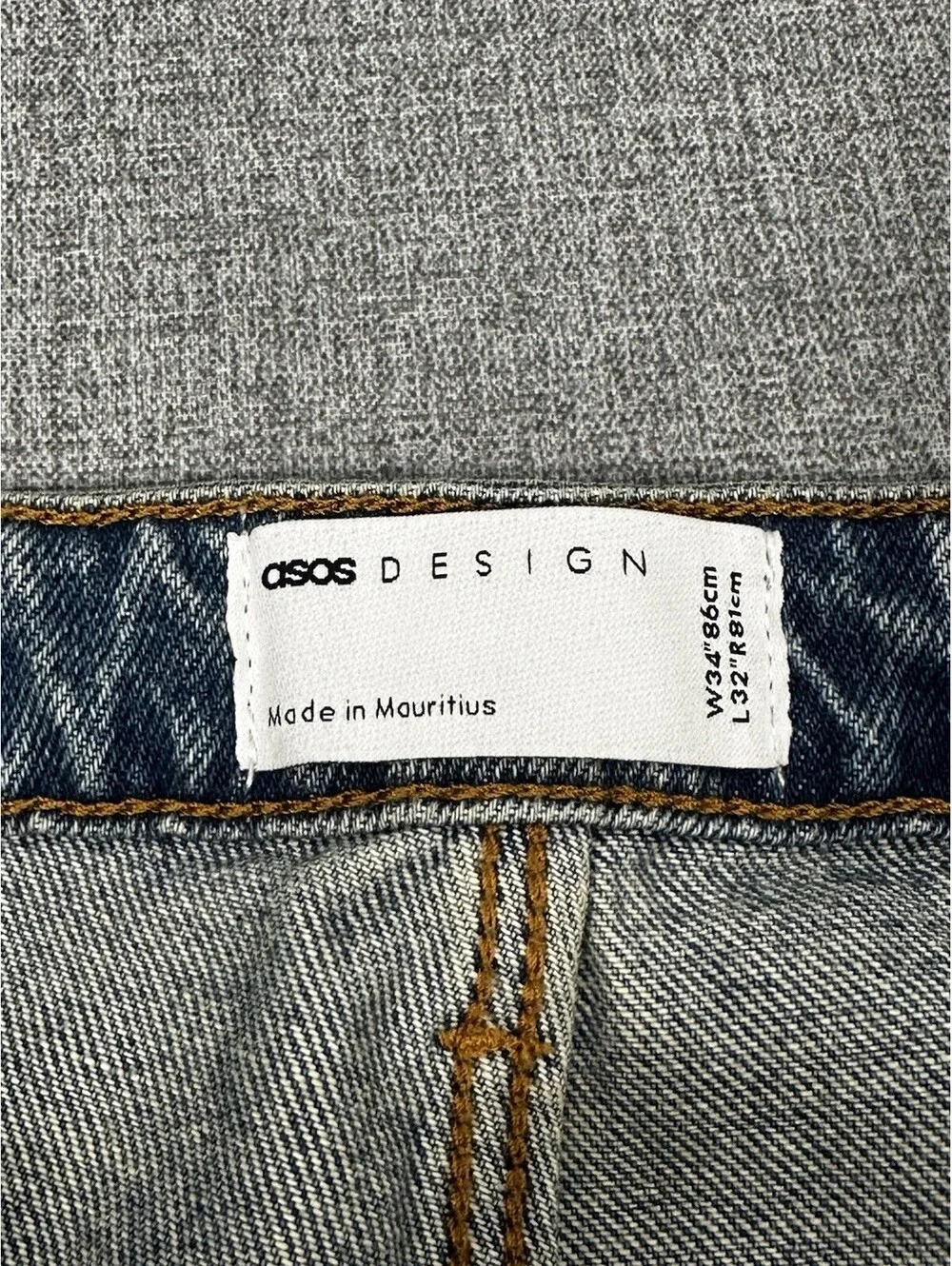 ASOS Design Men’s Distressed Slim Straight Jeans Blue Denim W33 L27